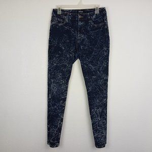 Cello Women's Skinny Jeans Juniors Size 11 Mid Rise Tie Dye Blue Denim 5-Pocket